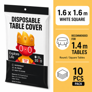 🇸🇬SG Ready Stock🇸🇬 Disposable Table Cover 10pcs Thickened PE Plastic Tablecloth Waterproof Oil Proof for Party Dining