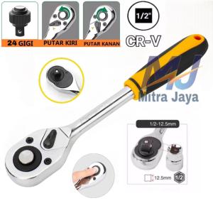 Gagang Ratchet Karet Socket Wrench Otomatis Ratchet Wrench Gagang Ratchet Mata Kunci Shock Stang Sok Socket Ratchet Chrome Vanadium Cr-V