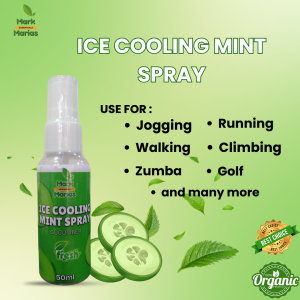 Mark and Marias Ice Cooling Mint Spray 50ml with Cucumber Extract Cooling Body Spray Instant Cooling Mist Refreshing Mint Spray Lightweight Non-Sticky Formula Daily Body Care Summer Essential Portable Travel Size Suitable for Men & Women Premium Qu