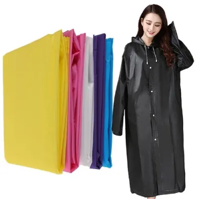 Jas Hujan Dewasa Model Poncho Waterproof Bahan EVA Tebal / Jas Hujan Mantel Korea + Hoodie Semi Transparan