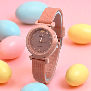 Jam Tangan Wanita Quartz Bulat Angka Strap Karet Warna-Warni Trendi 2026
