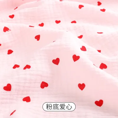 Pure Cotton Double Layer Printed Gauze Crepe Fabric Diy Crinkled Seersucker Baby Clothes 0.5meter TJ7383