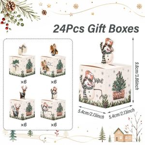MODERNLUX 24-Pack 3D Hộp quà tặng Giáng sinh Giấy Đồ trang trí bàn Hộp Kẹo Giáng Sinh Trang trí Hộp bánh ngọt Giáng sinh dành cho Lễ Kỷ Niệm Ngày Lễ
