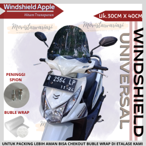 Windshield Universal  Apple Hitam Transparan Untuk Semua Jenis Motor Windshield Universal Visor Tameng Pelindung Motor Kaca Depan Dari Terpaan Angin Pelindung Motor Kaca Depan Dari Terpaan Angin Tameng Depan Beat Karbu Beat FI Visor Angin Pelindung Dada
