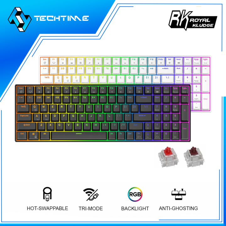 RK Royal Kluge RK100 96% Wireless Keyboard Tri-Mode Bluetooth 2.4G RGB ...