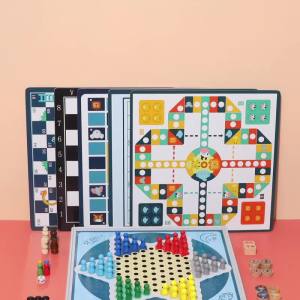 飞行棋 儿童跳棋木制多功能游戏棋五子棋象棋斗兽棋益智棋类大全