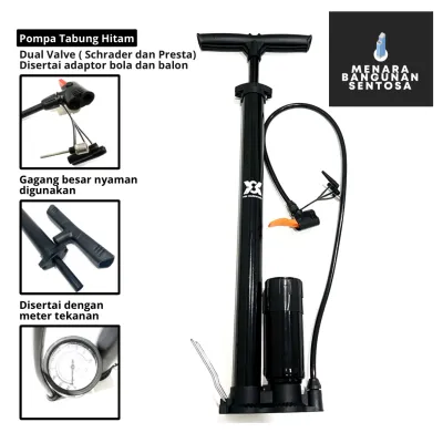 Pompa Angin Manual Tabung + Meter / Sepeda - Motor - Ban - Roda