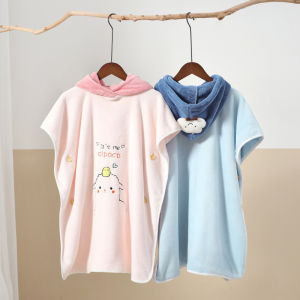 Childrens bath towel cape childrens hooded bathrobe bath towel cape quick-drying absorbent baby swimming bath bathrobe