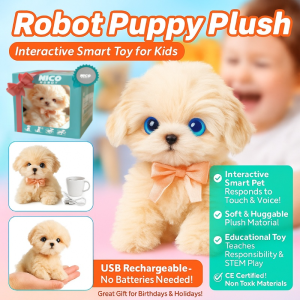 Interactive Robot Puppy Plush - Walks Wags Tail Nods Head Smart Electronic Gift For Kids