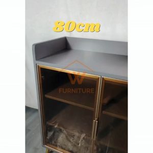 (FREE INSTALLATION) Wfurniture Kitchen Buffet Cabinet Glass Display Sideboard Kabinet Simpanan Dapur
