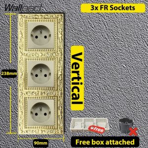 WALLPAD Carved Brass Copper Plate Wall Light Switch 1 2 3 Gang 2 Way Antique Luxurious Gold Color For Villa Hotel2026