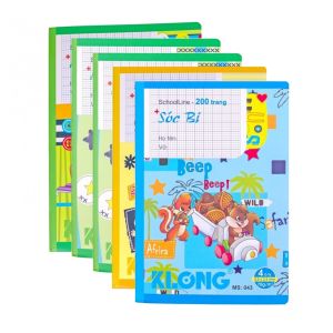 Lốc 5 quyển vở 4 ô ly học sinh tiểu học 200 trang B5 Klong 043 / MS043