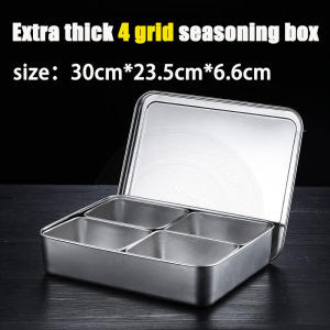 【COD】stainless steel condiments container 4/6/8 Compartment Condiment Rack Stainless Steel Kitchen Condiment Containers Stainless Steel Jam Salad Seasoning Box Spices Storage Box Retention Samples Box