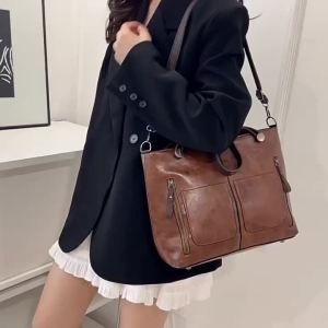 AE Womens Bag 2026 New European and American fashion womens shoulder bag large-capacity vintage tote bag simple crossbody bag
