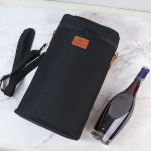 WESSLECO Leakproof Custom 2 Bottles Portable Insulated Wine Cooler Bag Tote Storage Carrier