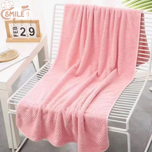 Smile😊 พร้อมส่ง💯 ผ้าเช็ดตัว ไซส์ใหญ่พิเศษ ซับน้ำดีขนไม่หลุด ขนาด70*140ซม. สาเกญี่ปุ่น รังผึ้ง เนื้อนุ่ม ผ้าขนหนู