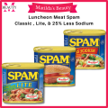 Spam Luncheon Meat Classic 25% Less Sodium & Lite 340g Canned Food. 