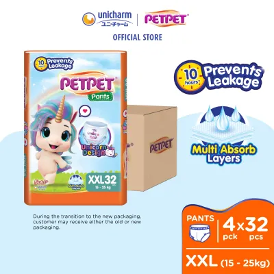 PETPET Unicorn Gold+ Pants Baby Diapers XXL32 (4 Packs)