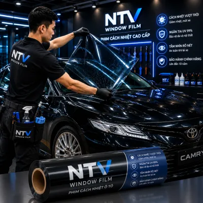 NTV Phim Cách Nhiệt Cao Cấp Cho Ô Tô - Chống Nắng Chống UV 99% Bảo Vệ Nội ThấtGiấy phim dán kính lái. Tem chỉ giấy dán kính lái xe hơi giảm nhiệt chống nắng trang trí ô tô