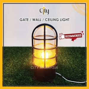 OUTDOOR INDUSTRIAL CAGE DESIGN E27 BULKHEAD WALL CEILING LAMP LIGHTING Die-Cast Material
