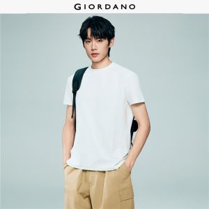 Giordano Men Seam detail solid color short sleeve tee Free Shipping 18026003