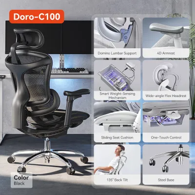 SIHOO Doro C100 Ergonomic Office Chair Mesh Chair Adaptive Lumbar Support Home Office 4D Armrests