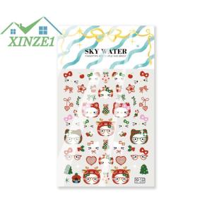 ❤💖💓 สติกเกอร์ตกแต่งเล็บลายการ์ตูนน่ารักสำหรับเทศกาลคริสต์มาส Hello Kitty ลาย KT รูปหัวแมวสติกเกอร์ตกแต่งเล็บของขวัญสำหรับตกแต่งเล็บ DIY สำหรับเด็กผู้หญิง