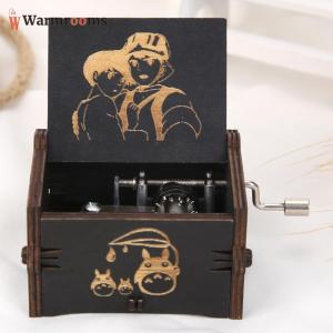 การ์ตูนอนิเมะ ย้อนยุคแกะสลักทำจากไม้สวยงามประณีตมือหมุนกล่องดนตรีเพลงธีมเด็กของขวัญของขวัญวันเกิด