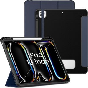 เคสสำหรับ iPad Pro M4 13นิ้วเคส iPad Air 13นิ้ว2024กับที่ใส่ดินสอหนัง PU ป้องกันตั้งได้แบบสามพับปลุกอัตโนมัติเคสสำหรับไอแพดสำหรับ iPad Pro 12.9 2022 2021 2020 2018