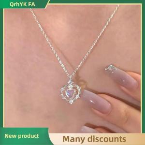 🔔🔔🔔QA Moonstone Neon Hollow Heart Necklaces Women Light Luxury Senior Design Sense Temperament Simple Necklace Party Jewelry Gift