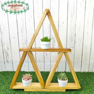 Dekorasi Dinding Ambalan Kayu Model Segitiga Bundling Tanaman Hias Dekorasi Ruangan Aesthetic