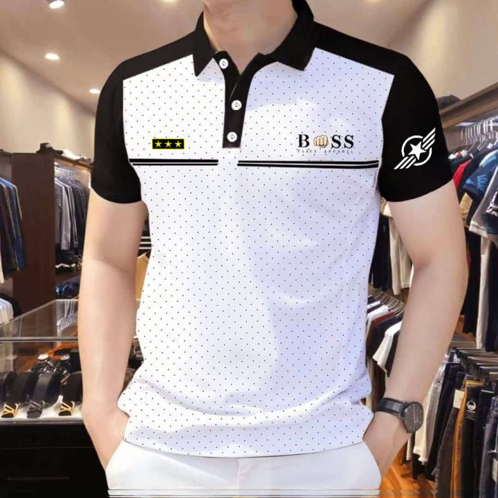 Men Summer Polo Shirts White Polo T-shirts For Men Polka Dot Polo Shirt  Short Sleeve Men's Business Casual Polo T shirt Formal Clothing Lazada PH