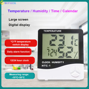 LCD Electronic Digital Temperature Humidity Meter Indoor HTC-1 Thermometer Hygrometer Alarm Clock Calendar Clock