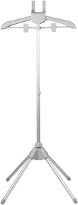 Clothes Steamer Stand Folding Telescopic Height Adjustable with Ironing Gloves Gray