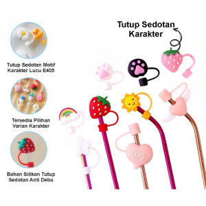 Tutup Sedotan Motif Karakter Lucu E405 Bahan Silikon Tutup Sedotan Anti Debu Droplets SH AA08