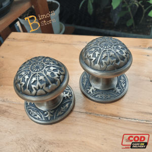 Kenob Pintu Kuningan Motif Ukir 2pcs Gagang Pintu Rumah Handle Pintu Antik
