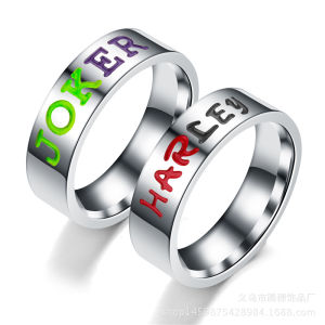 Fashionable Ring Gift 跨境专供新款自杀小队 JOKER  HARLEY 情侣对戒 厂家直供量大从优