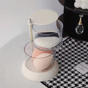 O-KAY Transparent Rotating Puff Storage Box – Multi-Layer Dustproof Beauty Egg Organizer