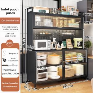 Rak Dapur Rak Oven Microwave Lemari Dapur Lemari Piring Multi-layer Rak Kabinet Dapur Dengan Pintu