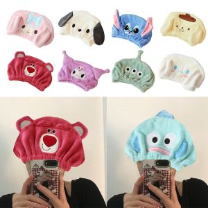 URBAG ตุ๊กตาการ์ตูนคุโรมิ เมโลดี้ สติทช์ หมวกเป่าผมซานริโอ หนา ดูดซับได้ดีและแห้งเร็ว หมวกอาบน้ำแห้งเร็ว ผ้าเช็ดหน้า ผ้าฟลีซสีคอรัล ผ้าพันคอ