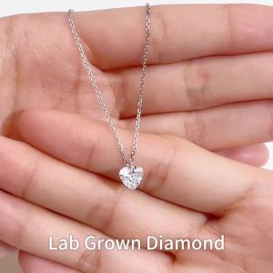 1CT Heart Shape Lab Grown Diamond Pendant 9K White Gold Necklaces For Women In Stock Support Wholesale Customization MSN-956