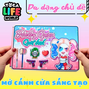 Set cắt dán thủ công DIY ngôi nhà búp bê giấy Tocaboca Life World Harley Quinn TA26