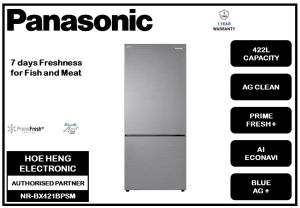 Panasonic 422L Inverter Bottom Freezer Refrigerator with Twin Cooling Plus and Prime Fresh+ NR-BX421BPSM