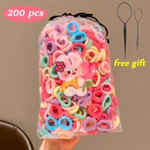 200/2000 Pcs/bag Colorful Hair Band Pony Tail for Kids Girl Hair Tie Fashoin Accessories