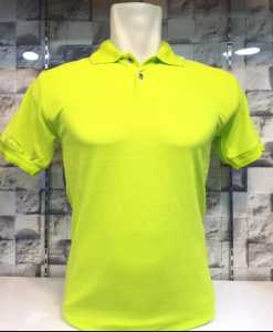 Hijau Stabilo - Kaos Kerah Polos Hijau Terang Lengan Pendek - Kaos Kerah Polos Premium Quality - Kaos Kerah Polos Warna Hijau Stabilo - Neon