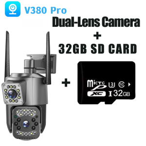 🔥FREE 4G SIM Card Global Version🔥V380 PRO Dual Lens CCTV Camera For House with 4G SIM Card/WiFi Siri Home  indoor and outdoor/ Full Color Night Vision /Alarm warning HD 1080P IP security camera
