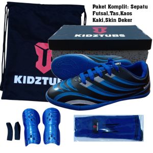 KIDZTUBS Sepatu Futsal Anak Paket Komplit Sepatu Futsal Tas Skin Deker Kaos Kaki Usia 6-10 Tahun Size 28 29 30 31 32 33 34 35 36 37 KDZ1422011825