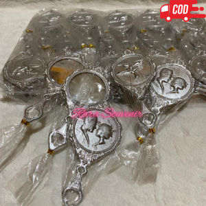 ( isi 50 pcs ) souvenir pernikahan cermin bulat silver