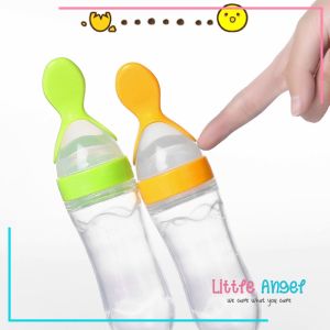 Botol Sendok Makan Bayi Mpasi Silikon Food Anti Tumpah Aman Murah Baby Feeder Bottle Spoon