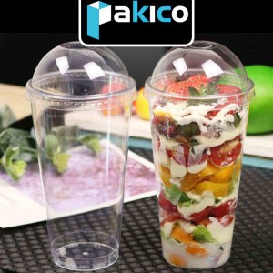 50 Ly Nhựa Dùng 1 Lần Trong Suốt Kèm Nắp-Cốc Nhựa PP Uống Nước Dùng 1 Lần Đáy Bằng GIÁ XƯỞNG -PAKICO